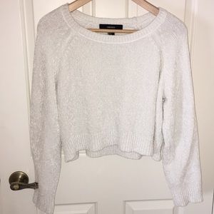 Fuzzy white crop top sweater from FOREVER 21